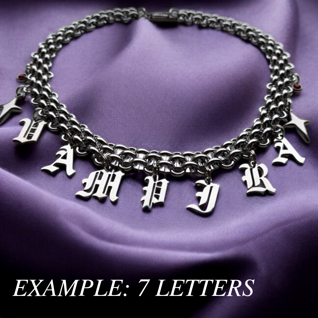 Custom Gothic Lettering Chain Necklace