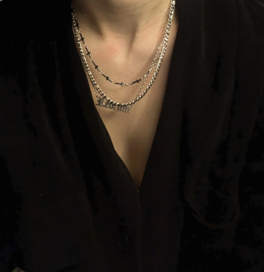 Double Layered Chain Cross Necklace
